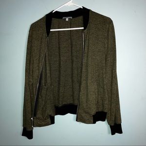 Olive Green cotton bomber jacket L
